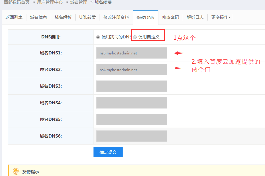 在自定義dns中，填入新的dns值